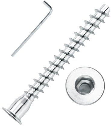 Confirmat Screws, 50 PCs M7 x 50mm, Hex Socket Drive Countersunk Self-Tapping Furniture Connecting Screw Set Carbon Steel Zinc Plated