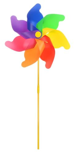 sourcing map Rainbow Pinwheels 30.7 Inch 7 Leaves Wind Plastic Windmill for Party Decorations Outdoor Decor Lawn Yard Garden Patio, Colorful