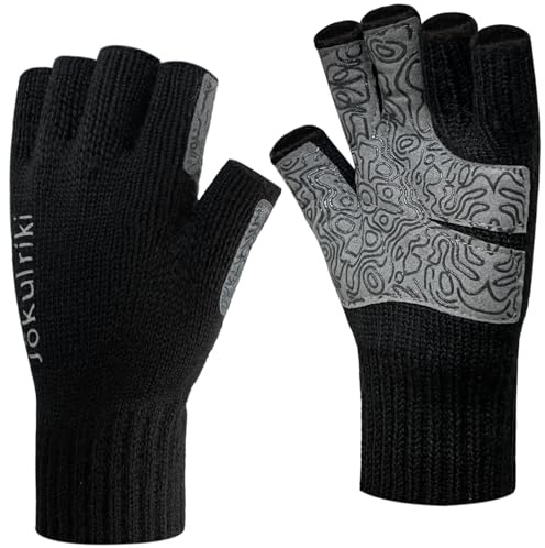 Jökulríki Fingerlose Handschuhe aus Merinowolle für Damen und Herren | Weich und Geschmeidig, Halbfinger-Design, Rutschfeste Handfläche und Rippbündchen für Wärme, Beweglichkeit und Sicheren Griff