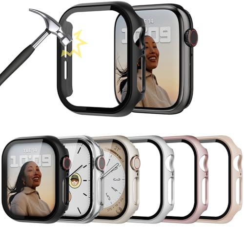 Lovmunia 6-Stück Hard Gehäuse mit Displayschutzfolie Kompatibel mit Apple Watch Series 10 42mm, Rundum PC Ultradünne Schutzhülle Eingebaut Kratzfest Gehärtetes Glas Schutzfolie für iWatch 10 42mm