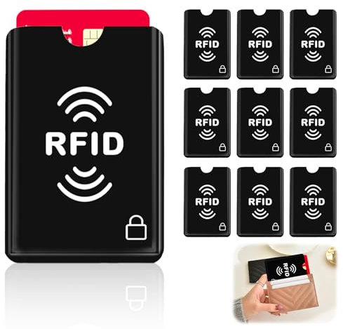 Smomend 10 PCS Funda Tarjeta Credito Anti NFC, Fundas de Tarjetas de Crédito con Protección RFID, Certificado TÜV, Práctico Estuche para Tarjetas Contactless, Seguridad y Estilo