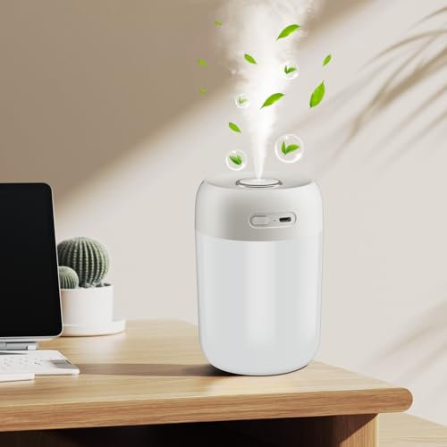 KISSLEAF mini humidificador de ambiente 650 ml para dormitorio, cuarto de niños, plantas, 15H larga duración 28 dB silencioso humidificador bebé(luz cálida)