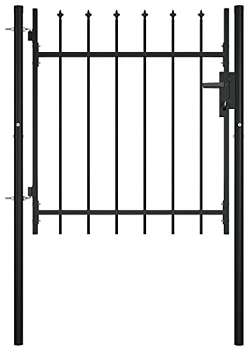 YJKKZQLB Portail de clôture de Porte avec Lance 100x75 cm,Portails de Jardin Portail battant en métal galvanisé Haut en Fer forgé