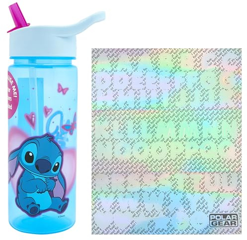 Stitch Stickers Personalised Water Bottle with Straw for Kids by Polar Gear - Back to School - Personalised Gifts for Kids