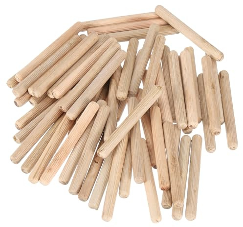 QUARKZMAN 50 tasselli in legno da 3/8 x 3-9/16, bastoncini di legno, perni di collegamento per mobili, tasselli in legno con scanalatura per artigianato, progetti fai da te