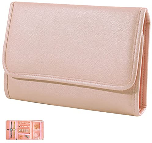FONDOTIN Pochette de Rangement pour Bijoux Pliable Sacoche de Rangement Portable pour Voyages Organisateur de Bijoux de Voyage Multifonction pour Bracelets