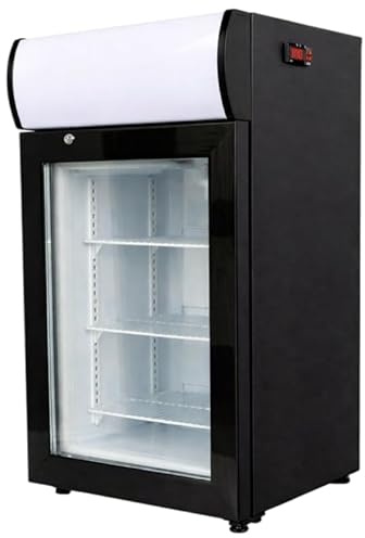 Générique Mini Congélateur Vitré 50L avec Canopy - -18°C - Froid Ventilé - 3 Étagères - Compact - LED