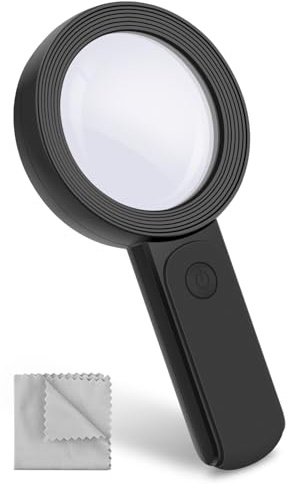 BROTOU Lente d'ingrandimento con luce 30 volte Magnifying Glass 18 LED – 3 modalità lente d'ingrandimento con doppio vetro chiarezza, per anziani monete francobolli gioielliere ispezione orologiaio