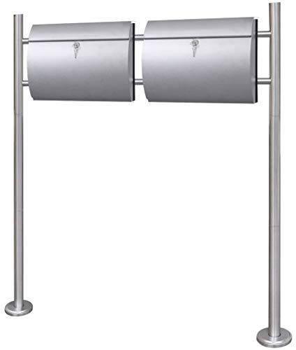 Gecheer Casetta della Posta Doppia con Supporto in Acciaio Inox,Cassetta delle Lettere,Cassetta Postale Modello,Cassetta Postale da Esterno,Cassetta della Posta da Esterno,P271748