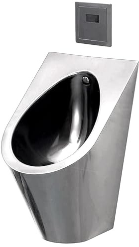 Urinoir Homme Mural, Urinoir en Acier Inox 304, Chasse D'eau Automatique a Induction, urinoir Anti-éclaboussures, urinoir de Toilette de Salle de Bains Commerciale pour la famille, l'hôtel,Silver