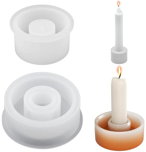 Silikonform Kerzenhalter,2 Stück Silikonformen Gießformen,Gießform Kerzenhalter Runde Silikonform Weihnachten für DIY Kerzenständer Kunst Heimdekoration Ostern
