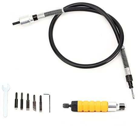 Scalpello Elettrico per la Lavorazione del Legno, Manico Giallo Senza Sforzo con Chiave Inglese, Acciaio Inossidabile Robusto, 5 Lame per Falegnameria Set di Connessione