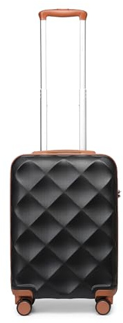 British Traveller Valigia Bagaglio a Mano 54CM Valigie Trolley Rigida con Rotelle,Nero/Marrone