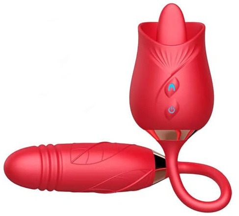 Guspiun 2 IN 1 Vibration für frauen Sex Spielzeug, G-Punkt Vibration klitoris Stimulator mit 10 Leckmodi und Teleskopfunktion, Dildo Vibro Ei Sex toyset für die frauen Paaren （Lila）