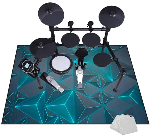 Professioneller Schlagzeugteppich, Schlagzeug Teppich, Schallschutzmatte, Drum Teppich, rutschfeste Trommel Teppiche, Quadratische Schallschutzdecke für E-Drum-Kits Bass Drum Snare 180 x 140 cm