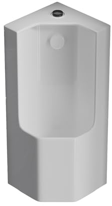 Urinoir mural pour homme - Design d'angle en céramique avec capteur/bouton de chasse d'eau - Convient pour bar, prison, salle de bain - Option d'évacuation au sol ou au mur
