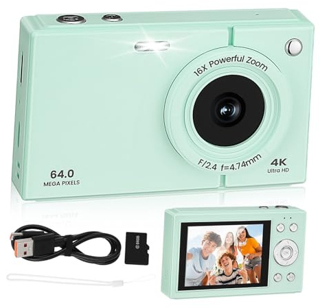 SHINEOFI 64gb Piccola Macchina Fotografica Retrò Con Memoria Integrata Da Zoom Antivibrazione e Schermo Da Fotocamera Digitale Compatta Per Viaggi e Scatti Senza Sforzo