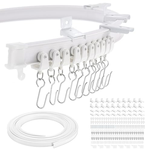 Dyna-Living Flexible Gardinenschiene, 6 Meter Decken Vorhangschiene, Gebogene Vorhangschiene, Gardinen für Gardinenschiene, Deckengardinenschiene Deckenschiene für Raumteiler, Duschvorhang - Weiß