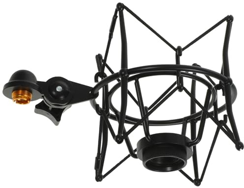 DECOMELODY Soporte Metálico Antivibración Tipo Araña para Micrófono de Condensador Grande Negro Soporte de Suspensión Profesional para Grabación Locución y Radiodifusión