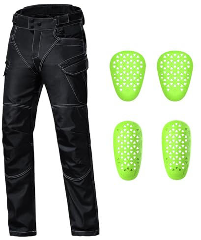 Dual Sport Motorcycle Pants with Next-Gen CE Level 2 Armor & 1200D Reinforced Knees | Water-Resistant Black