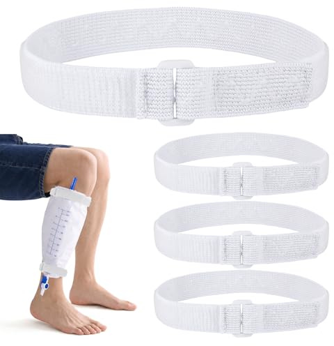 4 Pcs Catheter Leg Bag Straps with Silicone Strips, Adjustable Anti-Slip Catheter Holder Post-Surgery Urinary Drainage Bag Leg Band for Secure Tube Stabilization