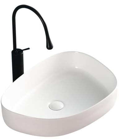 KYYRNY Modern Bathroom Washbasin, Countertop Basin, White, Ceramic Vessel, Small Sink, Suitable for Toilets, Bathrooms, and Vanity Cabinet, 540X400X150MM