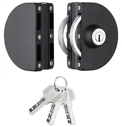 Verrou de porte double en verre noir sans cadre pour portes de meubles de 10 à 14 mm d'épaisseur