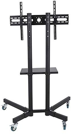 Soporte de TV Carro de TV móvil Soporte Ajustable para Pantalla LCD/LED de Panel Plano de 32-65 Pulgadas con Soporte de Ruedas para TV