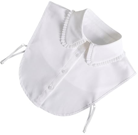 Faux Col Amovible en Mousseline Blanc pour Femme, Style Chemise | 1 Pièce, Accessoire Détachable, pour Robe et Pull, Usage Fête et Occasions, Finition Blanche