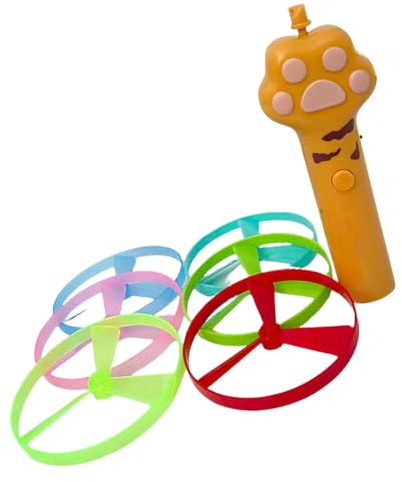ZEPFJHE Interaction - Platillo volador eléctrico para mascotas con luz LED, estimulante de instintos felinos, ejercicio en interiores, platillo volador automático, juguete para gatos con carga USB y