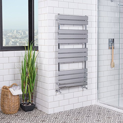 Warmehaus Designer Bathroom Flat Panel Heated Towel Rail 1200x600mm Chrome | Ladder Style Radiators, Central Heating, Premium Mild Steel, Corrosion Resistance, Durable Finish, Wall Mounted