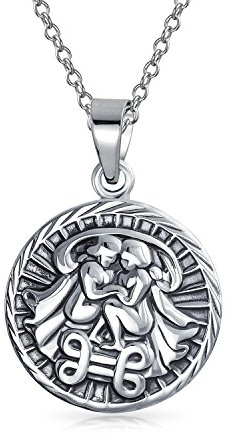 Bling Jewelry Astrologie Horoskop Disc Medaillon Anhänger Sternzeichen Halskette Für Männer Frauen Antiqued .925 Sterling Silber Alle Konstellation