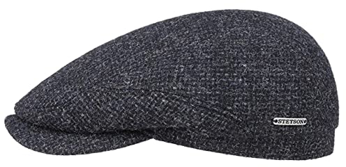 Stetson Belfast Tweed Flatcap - Schiebermütze Herren - Schirmmütze aus Wolle - Wintercap mit Baumwollinnenfutter - Wollcap Herbst/Winter - Herrenkappe blau 60 cm