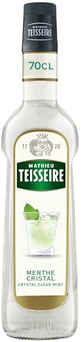 Sirop de Menthe Glaciale Mathieu Teisseire, pour boissons, cafés, chocolats, milk-shakes, boissons frappées, cocktails, bouteille de 70cl