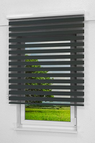 LYSEL Outlet Doppelrollo Kassette Anthrazit, (B x H) 70cm x 175cm in grau/anthrazit