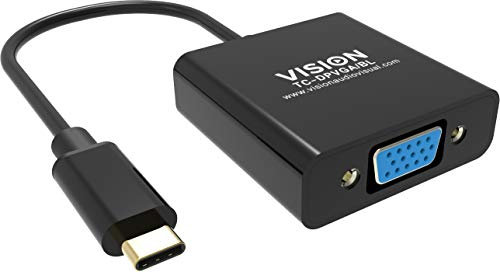 Vision TC-USBCVGA/BL câble vidéo USB C VGA (D-Sub) Noir Adaptateur de câble vidéo (USB C, VGA (D-Sub), Mâle, Femelle, Droit, Droit)