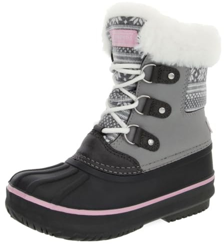 LONDON FOG Girls Tottenham Cold Weather Snow Boot GREY FELT/PINK Size 12