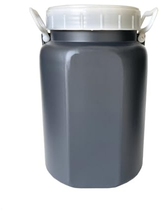 Jardin202 - Bidón 15 litros de plástico Gris y Blanco con boca ancha