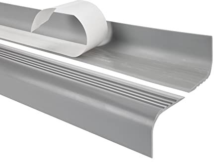 Quest Stair Edge Profile Self-Adhesive PVC Plastic Stair Edge Protection 52 x 40 mm Rounded Grey 150 cm