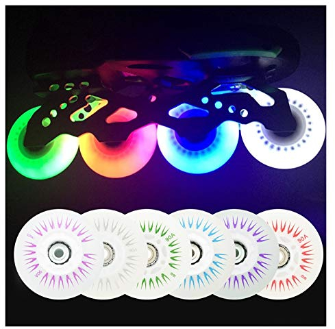 YMYGCC Inliner Rollen 4 PC-Flashing PU-Rad 76mm 70mm 64mm for Inline-Skates 90A for Erwachsene Kinder-Roller Räder 94 (Color : White 76mm)