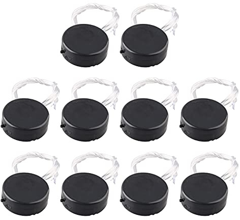 HALJIA 10 Stück 2 x CR2032 General Coin Knopfzelle Batteriehalter Sockel mit Abdeckung, Batterieadapter Clip Sockelhalter Container Box Case Schwarz mit EIN/Aus Schalter und Kabeladern