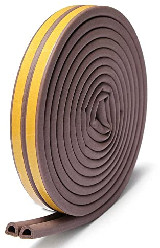 Cinta de sellado autoadhesiva para puertas y ventanas, cinta adhesiva de espuma, junta de goma, contra corrientes de aire frío, anticolisión, aislamiento acústico 10 m marrón