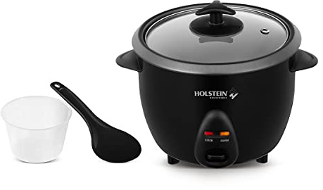 Holstein Housewares 16-Cup Cooked (8-Cup Uncooked) Rice Cooker, Black – One-Touch Operation with Cook & Keep Warm Functions, Perfect for Rice, Quinoa, Oatmeal, Stews & Grains