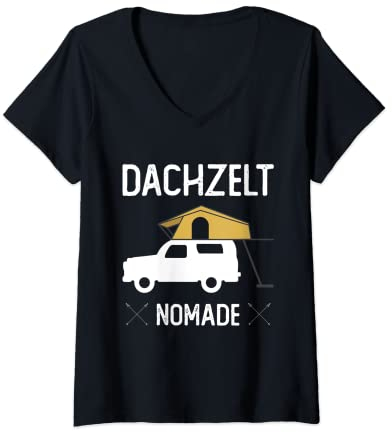 Damen Dachzelt Nomade Naturbegeistert Camping T-Shirt mit V-Ausschnitt