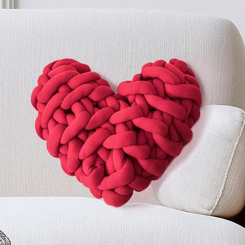 ZANYB Heart Knotted Pillow Cute Love Shaped Throw Pillow for Sofa Couch Chair Home Knot Decorations Red