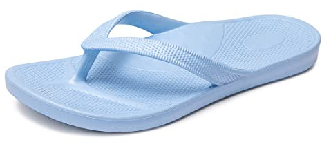 Huayuanwell Women's Flip Flops Thong Sandals Shower Slippers Beach Pool Bathroom Slides Sandals (9, Lt Blue)