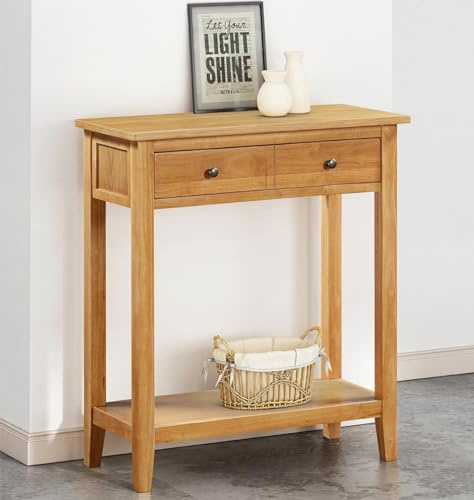 Hallowood Furniture Aston Wide Wooden Console Table with Shelf and Drawers