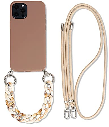 Rokmym Coque chaîne de téléphone Compatible avec iPhone 14 TPU étui pour téléphone 3 en 1 Bracelet Lanyard Coque en Silicone TPU Souple avec dragonne Tendance Coque pour iPhone 14