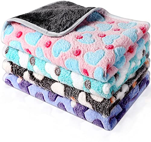 Namalu 4 Wasserdicht Meerschweinchen Fleecedecken Klein Waschbar Hundedecke Saugfähig Meerschweinchen Käfig Einlagen Wiederverwendbar PIPI Pads Schlaf Kuscheldecke (Herz Muster, 60 x 40 cm)