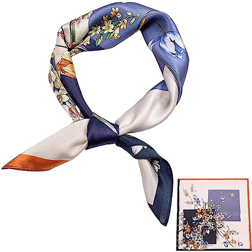 ZhaoCo 100% Natürliche Maulbeerseide Schal, 66x66cm / 26x26 Zoll Seidentuch Grafikdruck Klein Weich Quadratisch Seidenschal für Damen - 066